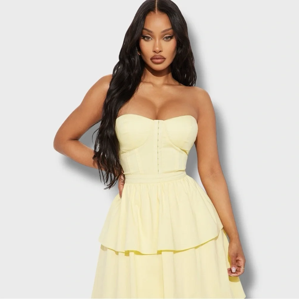 Fashion Nova - Susana Tiered Maxi Dress - Butter Yellow - Picture 2 of 3
